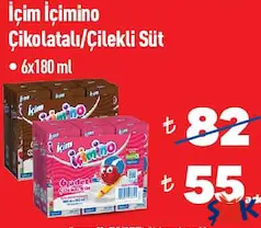 İÇİM İÇİMİNO ÇİKOLATALI / ÇİLEKLİ SÜT 6X180 ML indirimli fiyat İÇİM İÇİMİNO ÇİKOLATALI / ÇİLEKLİ SÜT 6X180 ML fiyat ve kampanya bilgisi